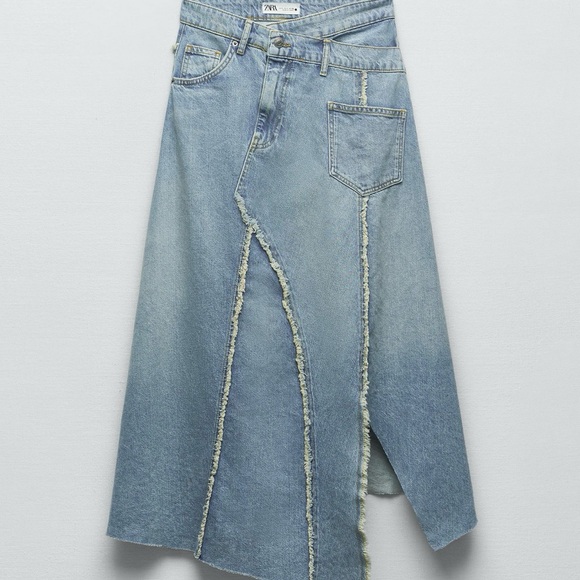 Zara Asymmetric Denim Skirt NWOT - Picture 1 of 3
